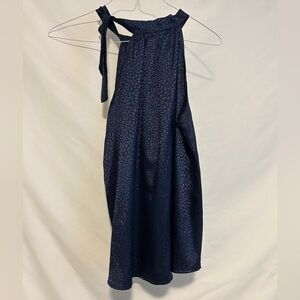 Chic Navy Blue Halter Blouse SMALL
